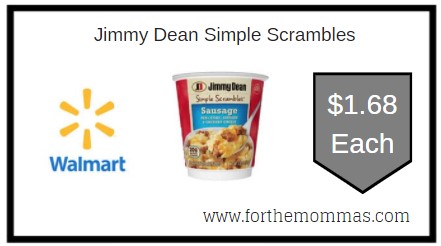 Walmart: Jimmy Dean Simple Scrambles ONLY $1.68 Each 