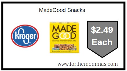 Kroger: MadeGood Snacks ONLY $2.49 Each