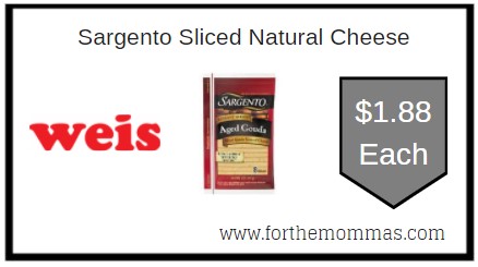 Weis: Sargento Sliced Natural Cheese ONLY $1.88 Each