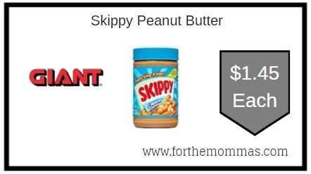 Giant: Skippy Peanut Butter Just $1.45 Each