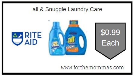 Rite Aid: all & Snuggle Laundry Care as low as $0.99