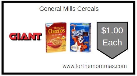 Giant: General Mills Cereals Only $1.00 Each