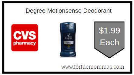 CVS: Degree Motionsense Deodorant ONLY $1.99 Each