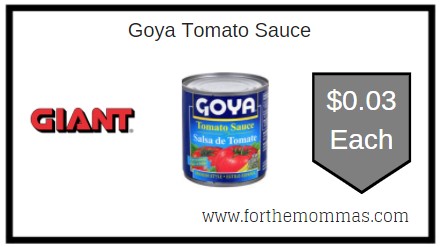 Giant: Goya Tomato Sauce JUST $0.03 Each