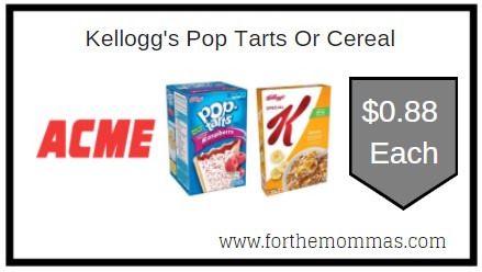 Acme: Kellogg's Pop Tarts Or Cereal Just $0.88 Each