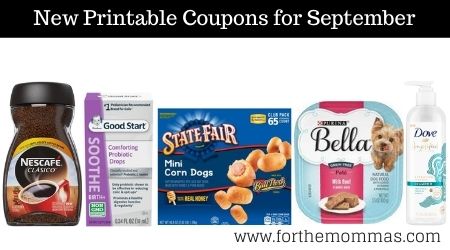 New Printable Coupons for September