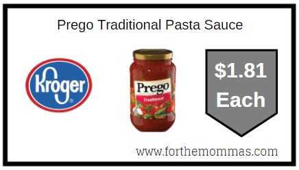 Kroger: Prego Traditional Pasta Sauce ONLY $1.81 Each