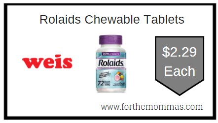 Weis: Rolaids Chewable Tablets ONLY $2.29 Each