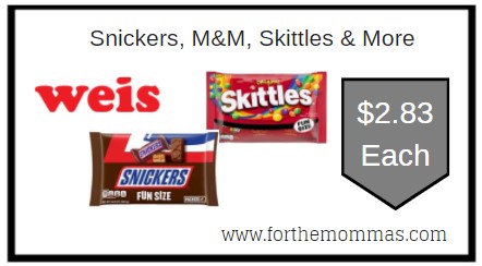 Weis: Snickers, M&M, Skittles & More ONLY $2.83 Each