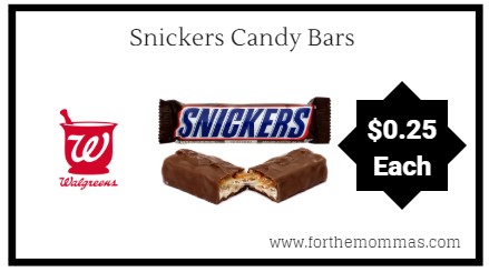 Walgreens: Snickers Candy Bars ONLY $0.25 Each
