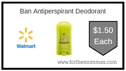 Walmart: Ban Deodorant ONLY $1.50 Each