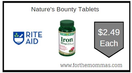 Rite Aid: Nature's Bounty Tablets ONLY $2.49 Each