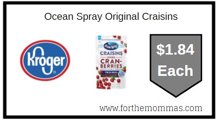 Kroger: Ocean Spray Original Craisins ONLY $1.84 Each