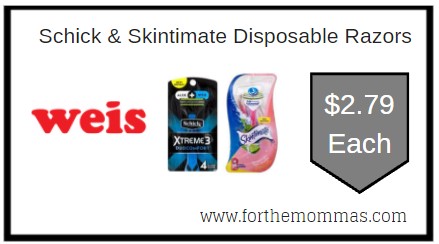 Weis: Schick & Skintimate Disposable Razors ONLY $2.79 Each 
