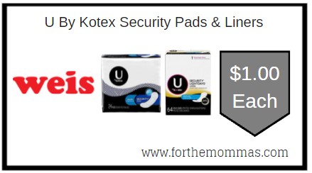 Weis: U By Kotex Security Pads & Liners ONLY $1.00 Each