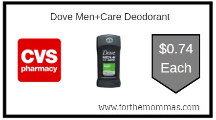 CVS: Dove Men+Care Deodorant ONLY $0.74 Each