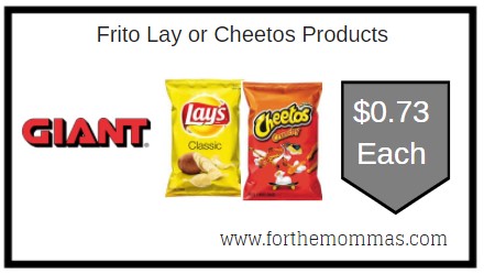 Giant: Frito Lay or Cheetos Products JUST $0.73 Each