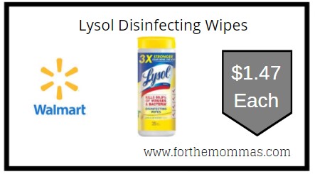 Walmart: Lysol Disinfecting Wipes ONLY $1.47 Each 