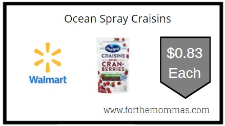 Walmart: Ocean Spray Craisins ONLY $0.83 Each