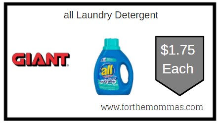 Giant: all Laundry Detergent Just $1.75 Each
