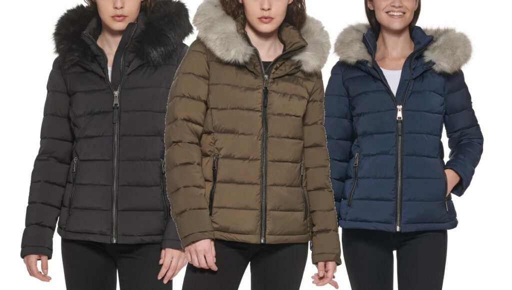 DKNY Faux-Fur-Trim Hooded Puffer Coat ONLY $99.99 (Reg $245)