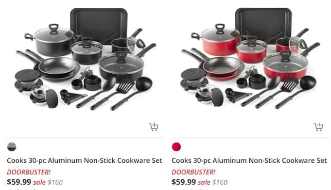 JCPenney: Cooks 30-Pc Nonstick Cookware Set ONLY $59.99 (Reg $160)