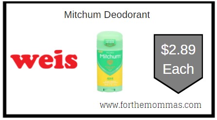Weis: Mitchum Deodorant ONLY $2.89 Each