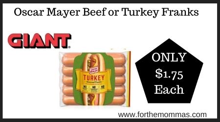 Oscar Mayer Beef or Turkey Franks