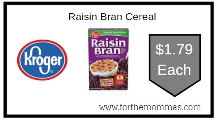 Kroger: Raisin Bran Cereal ONLY $1.79 Each 