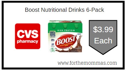 Coupon Deal at CVS on Boost Nutritional  Drinks 6-Pack Starting 1/8