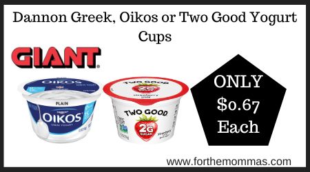 Dannon Greek, Oikos or Two Good Yogurt Cups