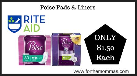 Poise Pads & Liners at Rite Aid ONLY $1.50 Each