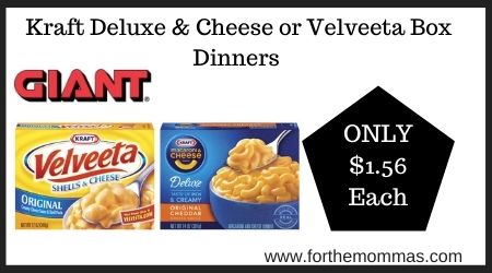 Kraft Deluxe & Cheese or Velveeta Box Dinners