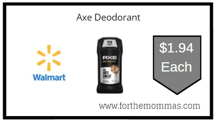 Walmart: Axe Deodorant ONLY $1.94 Each