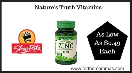ShopRite: Nature’s Truth Vitamins As Low As $0.49 Each Thru 5/28! {Rebate}