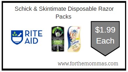 Rite Aid: Schick & Skintimate Disposable Razor Packs ONLY $1.99