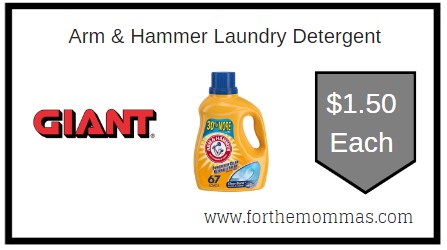 Giant: Arm & Hammer Laundry Detergent JUST $1.50 Each