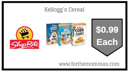 ShopRite: Kellogg’s Cereal JUST $0.99 Each Thru 7/2! {Rebate}