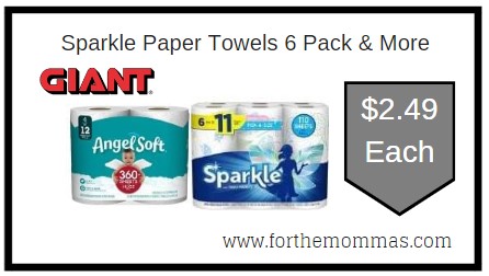 Giant: Sparkle Paper Towels 6 Pack & More JUST $2.49 Each 