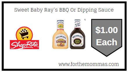 ShopRite: Sweet Baby Ray’s BBQ Or Dipping Sauce JUST $1.00 Each 