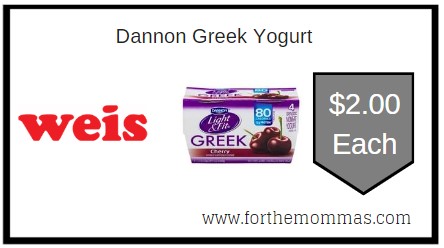 Weis: Dannon Greek Yogurt ONLY $2.00 Each