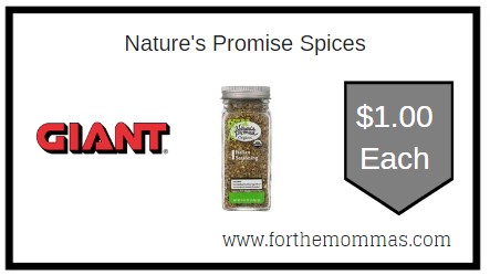 Giant: Nature's Promise Spices JUST $1.00 Each