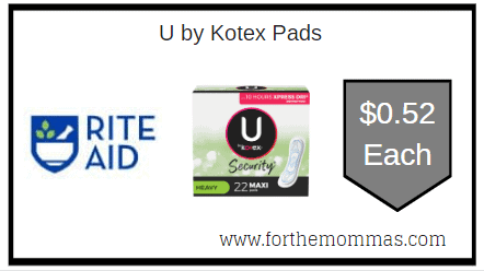 Rite Aid: U by Kotex Pads ONLY $0.52 Each