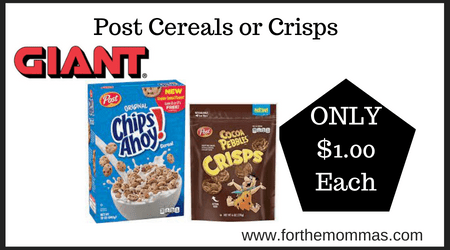 Post Cereals or Crisps