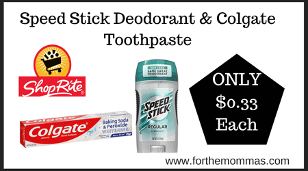 Speed Stick Deodorant & Colgate Toothpaste