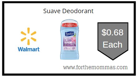 Walmart: Suave Deodorant ONLY $0.68 Each