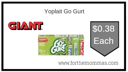 Giant: Yoplait Go Gurt JUST $0.38 Each