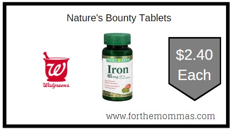 Walgreens: Nature's Bounty Tablets