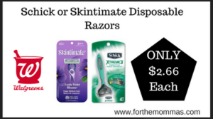 Schick or Skintimate Disposable Razors