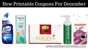 New Printable Coupons For December